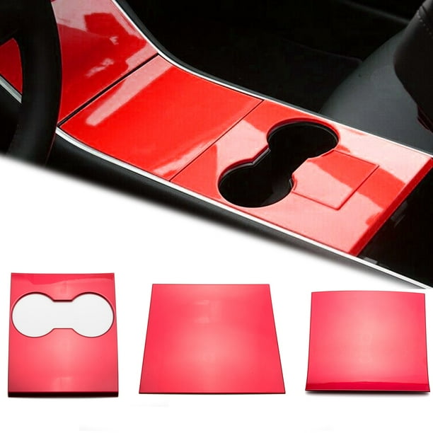 Xotic Tech 3pcs Red ABS Chrome Plating Center Console Wrap Sticker, Armrest  Cup Holder Box Panel Trim, Protective Film Anti-Scratch Decal for Tesla  Model 3 2017-2019 - Walmart.com