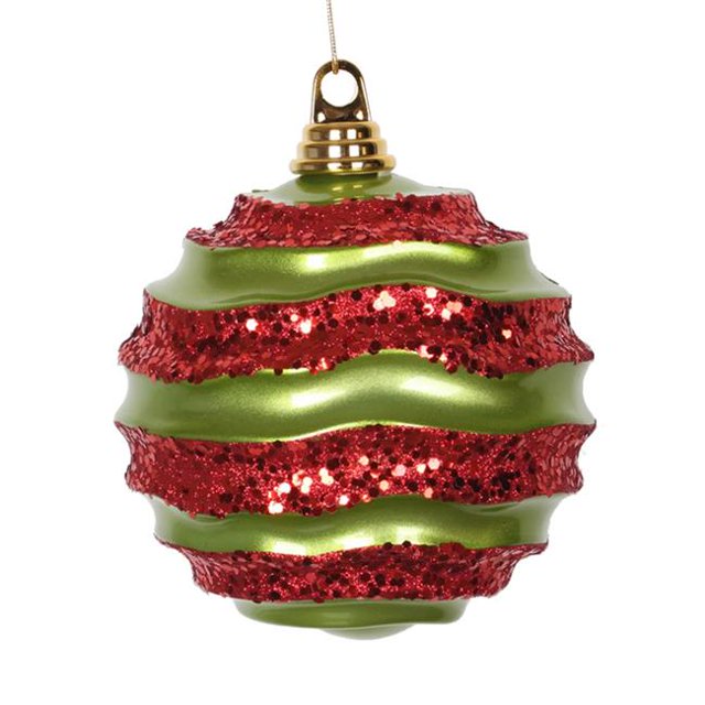 Boule Pailletée Rouge Lime - 10 Po.