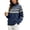 Navy, variant on Sweater for Women Fair Isle Sweater Mock Neck Long Sleeve Loose Fit Casual Pullover Top