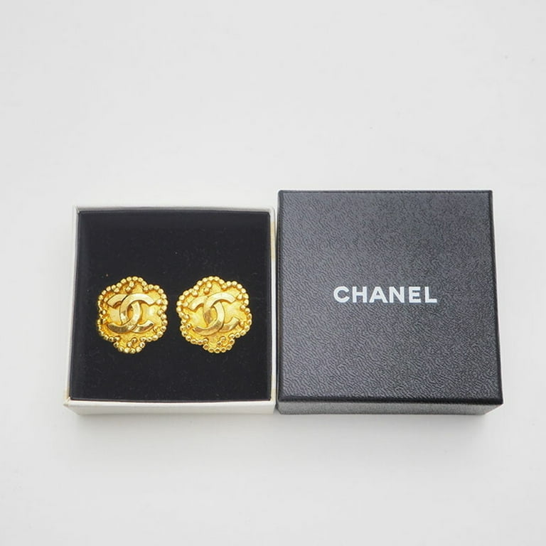 Pre-Owned Chanel CHANEL Flower Coco Earrings 96A Gold Ladies Point