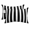 thumbnail image 2 of Outdoor Pillow for Chaise Lounge Chair 2 Pack Black White Vertical Line Waterproof Lumbar Pillow Stripe Simple Style Headrest Cushions with Insert for Patio, Beach & Garden 12x20in, 2 of 9