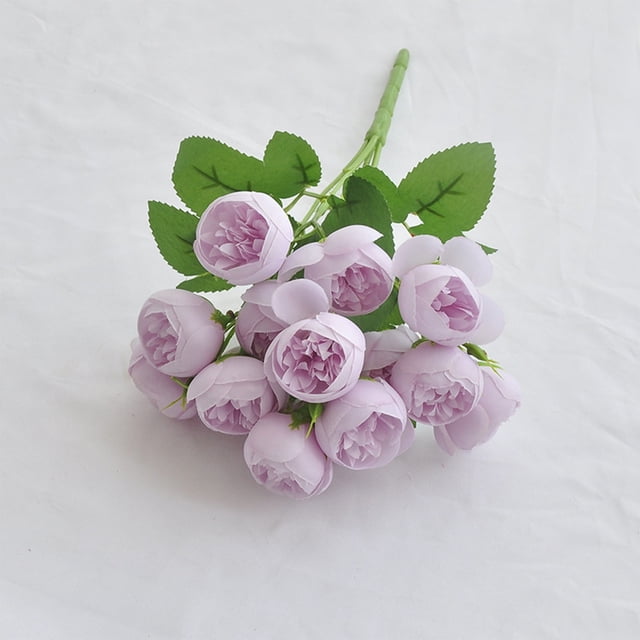 Ramo de novia artificial con rosas de té y peonías | Arreglo floral artificial de mano | Decoración realista para el hogar y eventos | Ramo simulado para uso nupcial o decorativo
