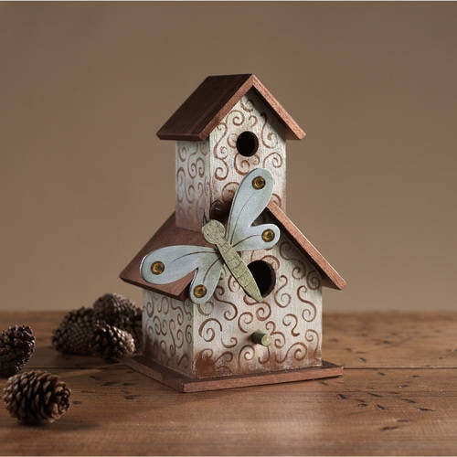 Plaid Unpainted Wood Surfaces, 2-Story Birdhouse, 1 Piece, 5.5