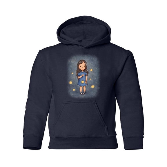 Little Girl With Stars Hoodie Juniors -Image by Shutterstock, Large