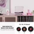 thumbnail image 4 of Vinyl Record Player with 2 Stereo Speakers Belt-Driven Vintage Turntables 3 Speed 3 Size Wireless Bluetooth Playback AUX-in RCA Out Headphone LP Vinyl Players Auto Stop Pale Pink, 4 of 14