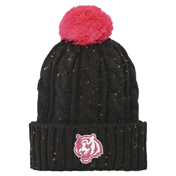 Girls Youth Black Cincinnati Bengals Nep Yarn Cuffed Knit Hat with Pom