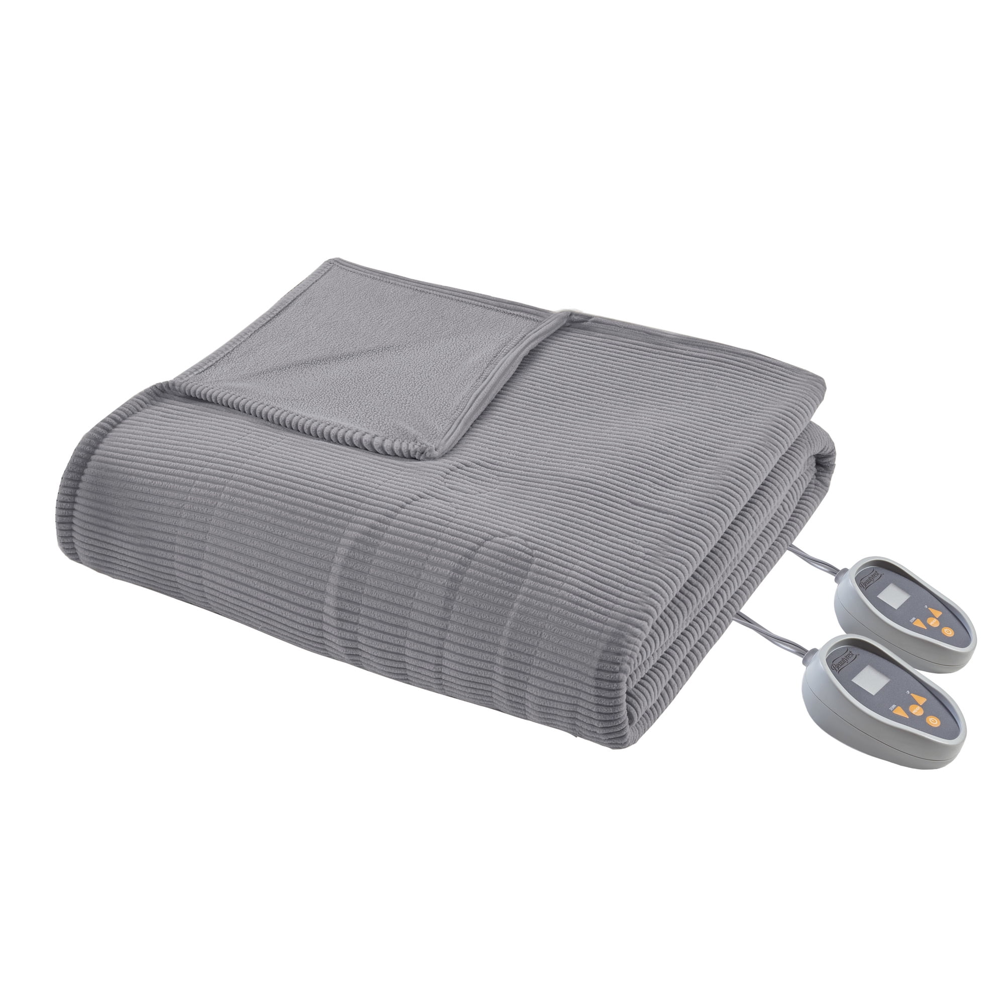 Beautyrest Electric Micro Fleece Heated Solid Blanket, Twin, Gray