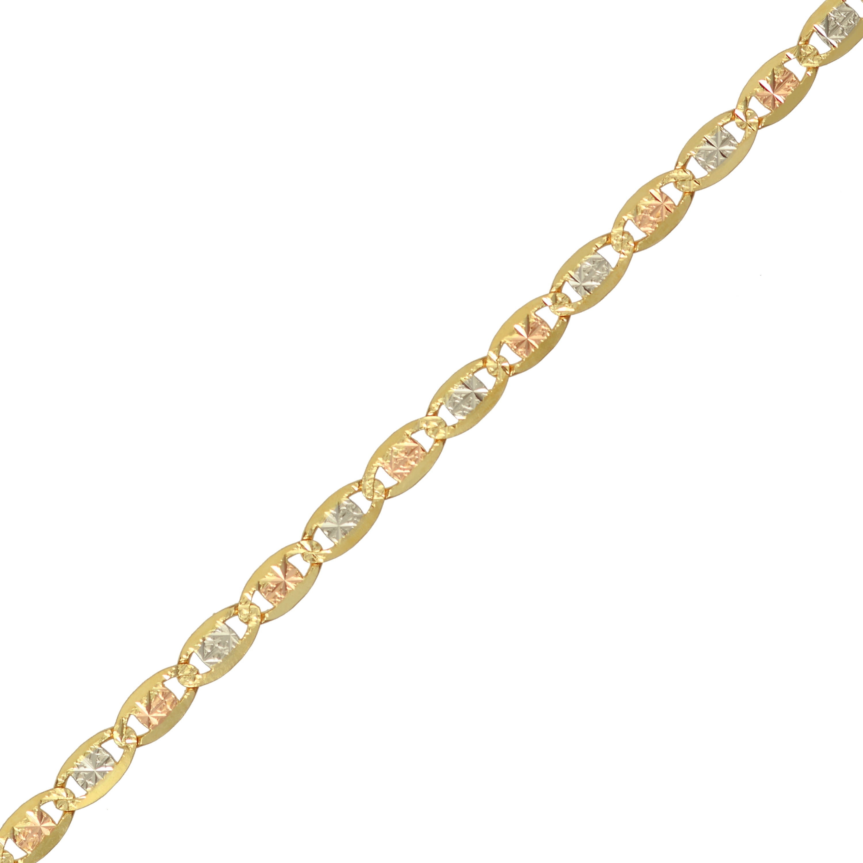 Women's 2.15 mm Sparkle Fancy Valentino 10k Gold Flat Scalloped Link Chain 