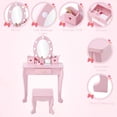 thumbnail image 4 of Kids Vanity Set with Lighted Mirror – Pretend Play Girls Vanity Table & Chair Set with Stool and Wooden Makeup Playset, Ideal Gift for Ages 4–9, 4 of 6