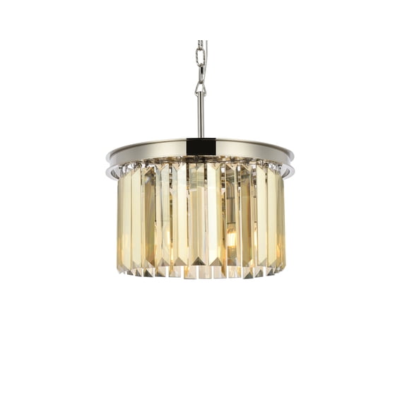 Sydney 3 light Polished nickel Pendant Golden Teak (Smoky) Royal Cut Crystal
