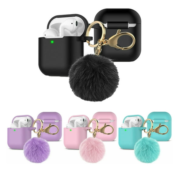 Full Protective Silicone Case Cover for Apple AirPods 1st Generation, Front LED Visible, Black