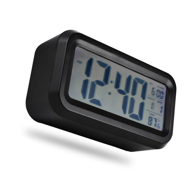 Matsuzay Despertador Pantalla digital Sensor de temperatura Termómetro Con pilas Retroiluminación Calendario Relojes de repetición Electrónica Negro