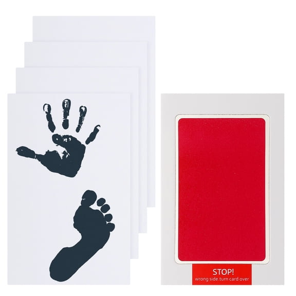 Uxcell Inkless Handprint and Footprint Kit, 3x5 Inch Mess Free Pet Paw Print Kit 1 Red Inkless Print Pads   4 Imprint Cards Clean Touch Ink Pad for Keepsake Gift and Pets Imprint