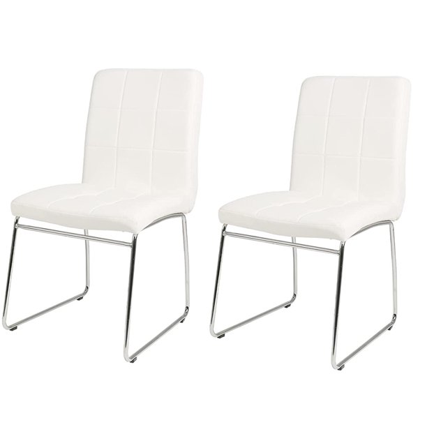 Nopurs Dining Chairs Set of 2,White Faux Leather Dining Room Chairs