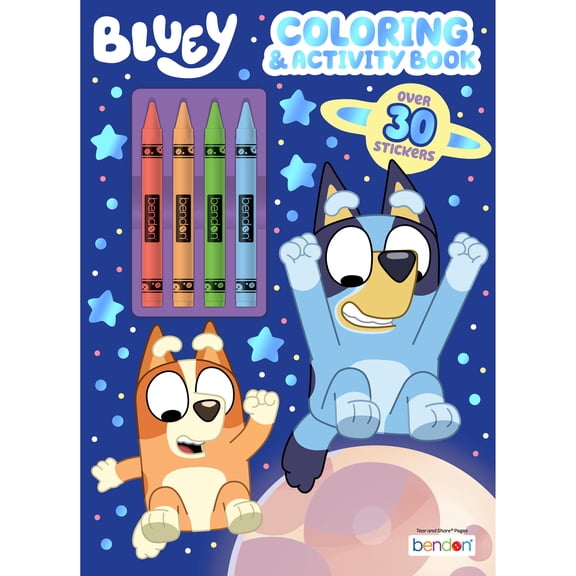 Bluey 48-Page Coloring and Activity Book with 4 Crayons (Paperback)