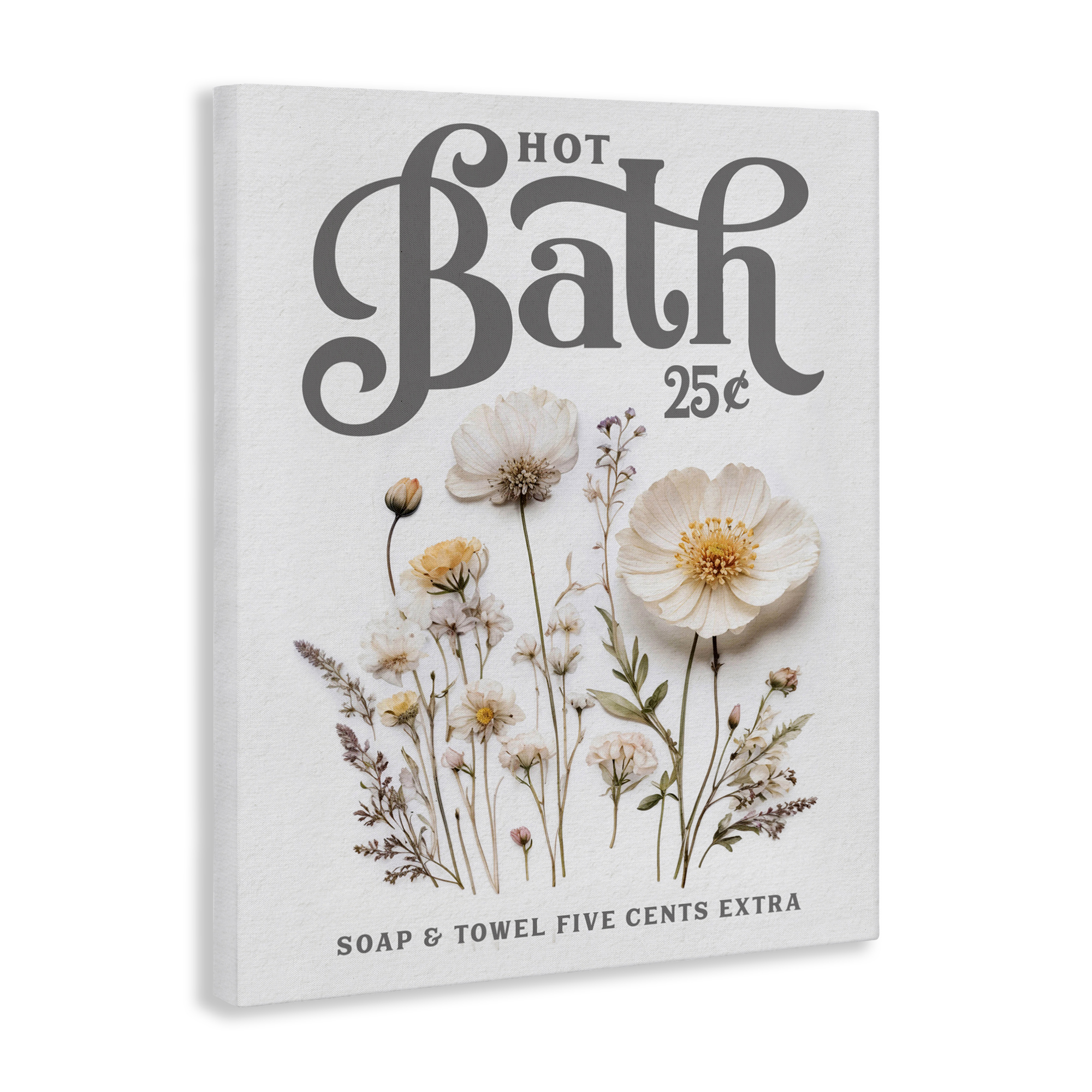 Pressed Flowers Hot Bath Canvas Wall Art, design by Lettered and Lined