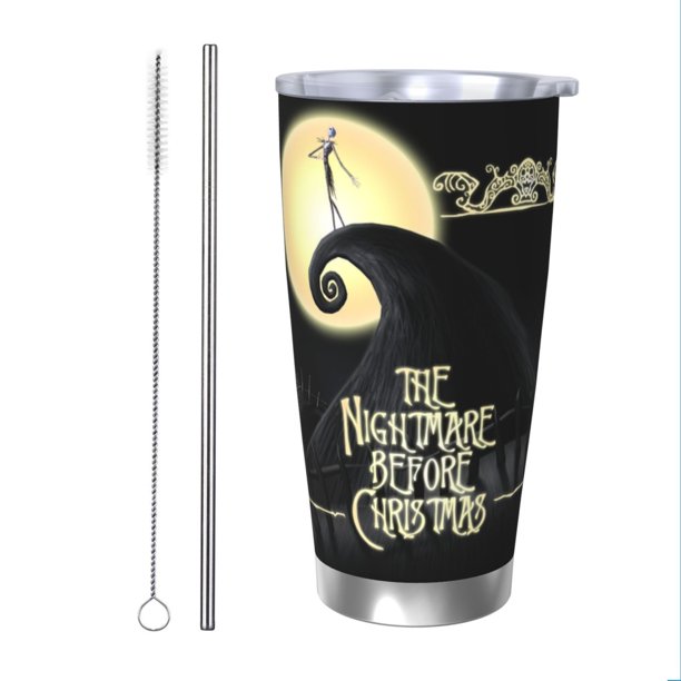Vaso de 20 oz con tapa de Pesadilla antes de Navidad, vaso de viaje de acero inoxidable de doble pared con aislamiento al vacío, taza de café con aislamiento duradero, taza térmica con tapa