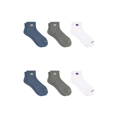 Champion Men’s Lightweight Ankle Socks 6 Pack, Moisture-Wicking, Arch Support, Stretch Comfort, Sizes 6–12.5