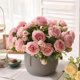 thumbnail image 2 of Ramo de peonías artificiales de seda rosa con 5 cabezas grandes y 4 capullos pequeños para decoración del hogar y la boda, 2 of 5