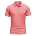 thumbnail image 5 of Cotton Short Sleeve Polo Shirts for Men 3 Button Slim Fit Golf T Shirts Wrinkle Resistant Breathable Moisture Wicking Business Casual Wear Tops , #02 Pink, 3XL, 5 of 7