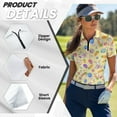 thumbnail image 5 of COEQINE Women Short Sleeve Golf Shirts Easter Egg Bunny Carrot Yellow Print Workout Quick Dry Fit Golf Polo Shirt Pullover Lightweight Athletic Tops Moisture Wicking Soft Sportswear, XL, 5 of 7