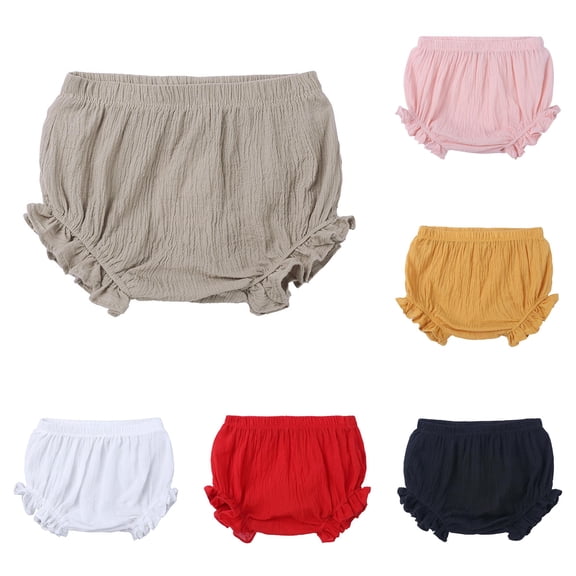 TinyBloomm Baby Girls Boys Solid Spring Summer Shorts Ruffle Clothes, Size 0-6 Months