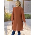 thumbnail image 7 of DARING DIVA Women's High Low Lantern Sleeve Round Neck Chiffon Blouse S Light Brown, 7 of 7