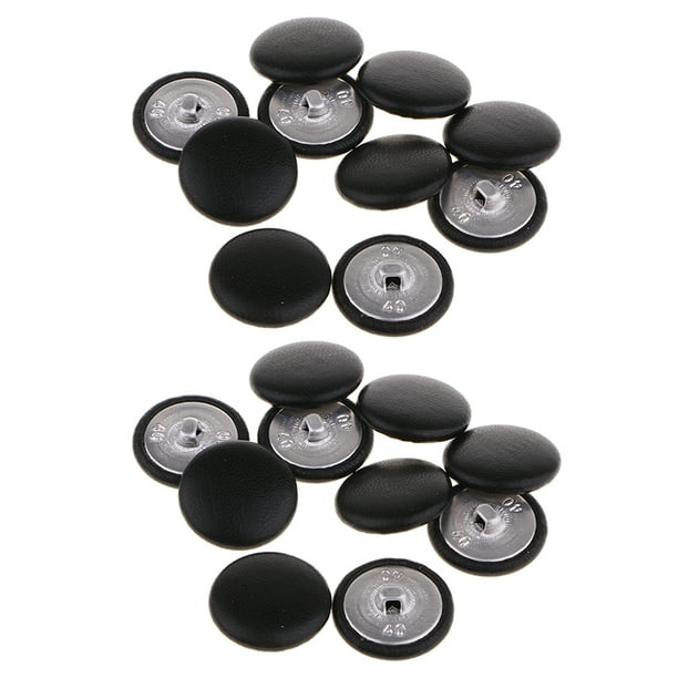 2x Botones de Vástago Cubiertos de material cuero Artificial Botones de Negros para de Ropa O Manualidades, 10 Piezas Hugo Botones redondos de costura de 25 mm