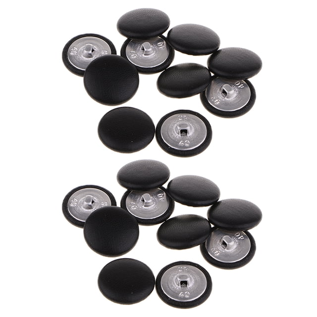 2x Botones de Vástago Cubiertos de material cuero Artificial Botones de Negros para de Ropa O Manualidades, 10 Piezas Hugo Botones redondos de costura de 25 mm