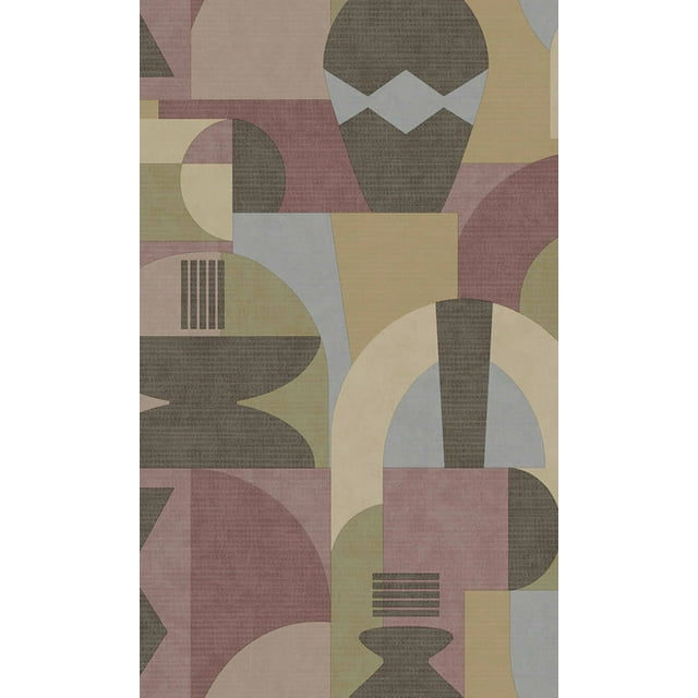 Maroon & Beige Middle Eastern Inspired Geometric Wallpaper R8417