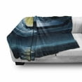 thumbnail image 3 of Night Soft Flannel Fleece Blanket, Clouds Full Moon and Stars over the Sea Romantic Fantasy Graphic Print, Cozy Plush for Indoor and Outdoor Use, 50" x 60", Black Pale Blue Eggshell, by Ambesonne, 3 of 6