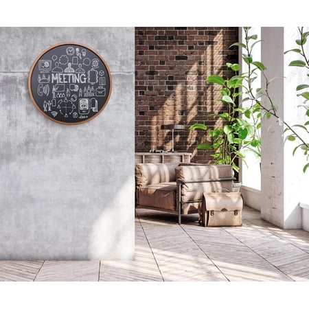 Better Office Products Round Magnetic Chalkboard with Wooden Frame for Office and Home, 18x18 inches with Mounting Hardware, 4-Piece Chalk Set, and Eraser Included (Rustic Brown)