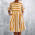 thumbnail image 7 of Kaemgyyd Fall Dresses for Women Casual Loose Crew Neck Ruffles Dress Short Sleeve Stripe Printing Flowy a Line Mini Dress, 7 of 7