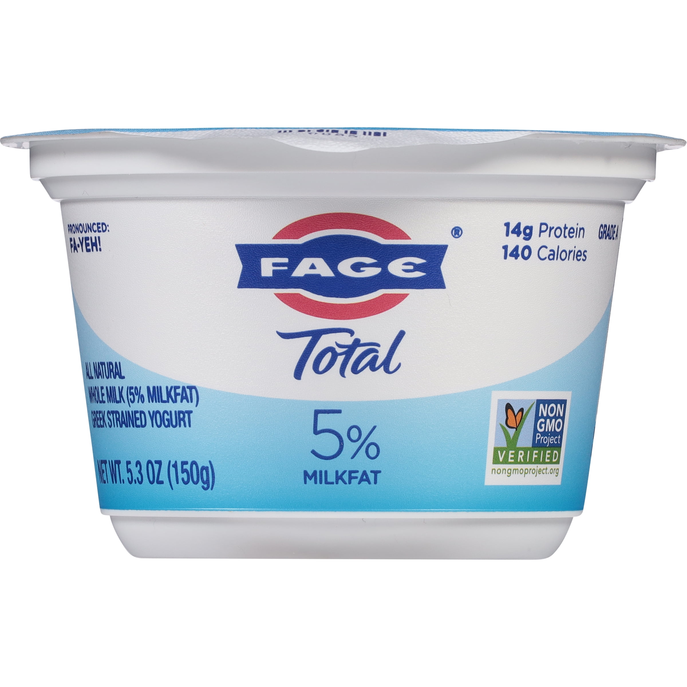FAGE Total All Natural Whole Milk Plain Greek Strained Yogurt, 5.3 oz