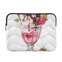 FORMRS 15-15.6 inch Laptop Sleeve Case Soft Carrying Quilted Computer Bag Cover, Strawberry Ice Cream Pattern