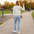 thumbnail image 7 of Dwellite Womens Cardigan Cropped Button Up Sweater Loose Fit Long Sleeve Polka Dot Comfy Crew Neck Fall Winter Knit Cardigan Jackets 2026 White L, 7 of 7