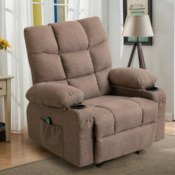 SYNGAR Manual Recliner Chair with Heat Therapy and Massage Function, Heavy  Duty Reclining Mechanism Massage Chair, Elderly Single Rocker Sofa with Cup  Holders for Bedroom Home Theater, Brown - Walmart.com