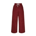 thumbnail image 4 of cfhntfmh Plush Pajama Pants Women Solid Color Flannel Loungewear Fluffy Fleece Pj Bottoms Fuzzy Warm Sleepwear（Wine,Large), 4 of 6