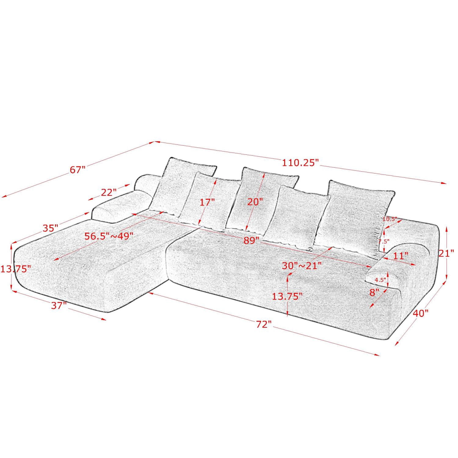 Modern L-Shape Sectional Sofa Couch for Living Room,110.25" Velvet Deep Seating Upholstered Sofa,Free Combination Sofa,Black