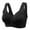Black, variant on Lolmot Women's Plus Size Front Closure Wirefree Jacquard Back Support Posture Bra Solid Color Soft Cotton Bra