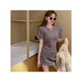 thumbnail image 6 of Women's Summer Casual Tshirt Dresses Crew Neck Leopard Short Sleeve Dress, 6 of 9