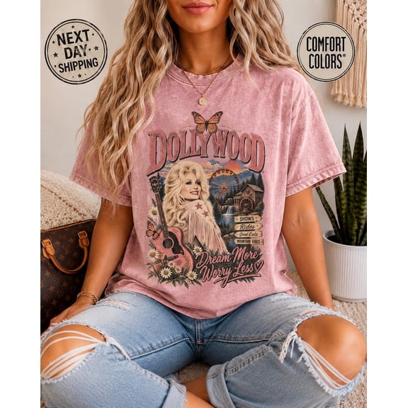 Dollywood Dolly Retro Tour T-Shirt, Dream More Vintage Country Music Graphic Tee