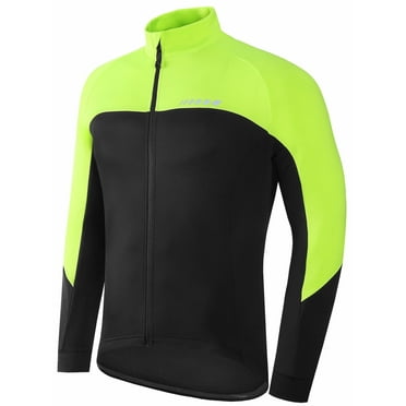 Leopatrix Men's Thermal Cycling Jersey Long Sleeve with 3 Rear Pockets Bike Fleece Jackets with Reflective Design for Cold Weather Cycling ,Running ,Hiking