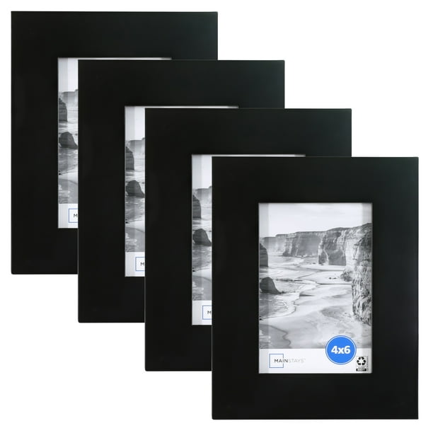 Mainstays 4x6 inch Flat Wide Black 1.5" Gallery Wall Picture Frames 4
