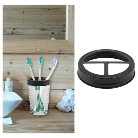 Worgeous  Toothbrush Holder Cover Jars Rustic Bathroom Organizer Black