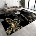 thumbnail image 1 of Light Luxury Modern Area Rug 3x5ft Black Gold Butterfly Art Living Room Rugs, Indoor Non-Slip Kids Rugs, Machine Washable Breathable Durable Carpet for Bedroom Front Entrance Floor Decor, 1 of 1
