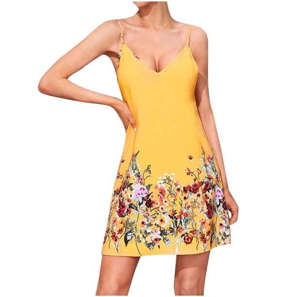 Vestido Corto de Verano Pendiente Falda Corta Tropical Camo Estampado Cuello en V, Vestido de Verano Sexy Y Casual