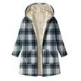thumbnail image 3 of Horkkom Plaid Jacket for Woman Thin Fleece Zip Up Jackets with Hood Pockets Long Sleeve Overcoats L, 3 of 8