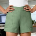 thumbnail image 6 of Byworldtasic High Waist Shorts for Women Comfy Elastic Waist A-Line Shorts Dressy Shorts with Pockets, 6 of 6
