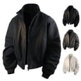 thumbnail image 2 of ZCFZJW Men's Cotton Lightweight Cargo Jackets Fashion Zip Front Long Sleeve Thick Warm Stand Collar Military Jackets Windbreaker with Multi Pockets Gray XXXXXL, 2 of 9